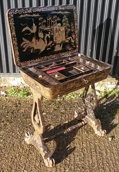 19th Century Lacquer Work Table 28h 25w 16¼d _36.JPG